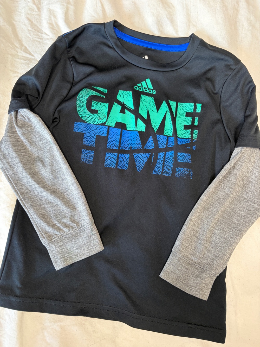 adidas Black Pullover with Green & Blue Game Time Graphic